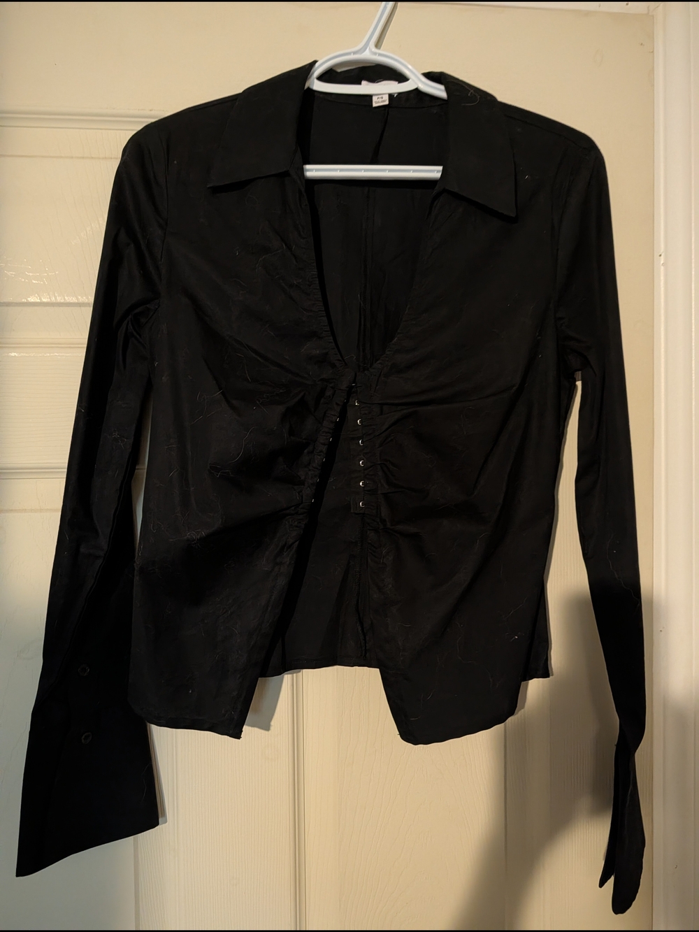 Dynamite Black Long Sleeve Button Front Blouse